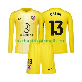 Fußballtrikots Atlético Madrid Jan Oblak 13 Torwart Kinder 2025-2026 Langarm Heimtrikotsatz kaufen